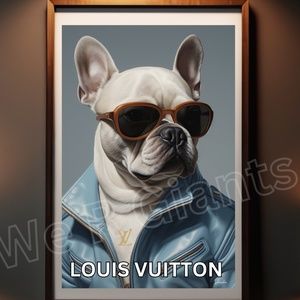 Louis Vuitton-French Bull Dog Art , Wall Decor Vuitton Fashion Art 11x17